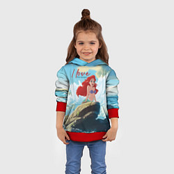 Толстовка-худи детская Ariel I love the ocean - русалка - beautiful big p, цвет: 3D-красный — фото 2