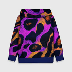 Толстовка-худи детская Неоновый леопардовый узор, цвет: 3D-синий