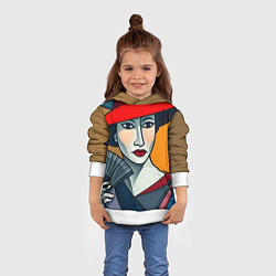 Толстовка-худи детская Дама с веером, цвет: 3D-белый — фото 2