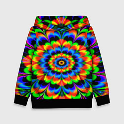 Толстовка-худи детская Оптические иллюзии психоделика, цвет: 3D-черный