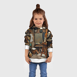 Толстовка-худи детская Мастерская художника, цвет: 3D-белый — фото 2