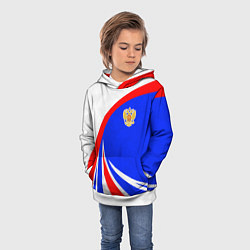 Толстовка-худи детская Герб России - цвета флага, цвет: 3D-белый — фото 2