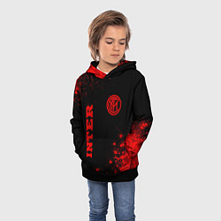 Толстовка-худи детская Inter - red gradient вертикально, цвет: 3D-черный — фото 2