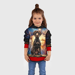 Толстовка-худи детская Курцхаар и космос, цвет: 3D-красный — фото 2