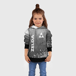 Толстовка-худи детская Zelda - grey gradient вертикально, цвет: 3D-черный — фото 2