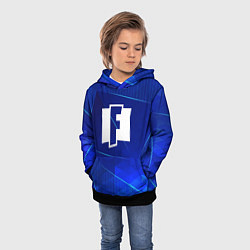 Толстовка-худи детская Fortnite blue poly, цвет: 3D-черный — фото 2