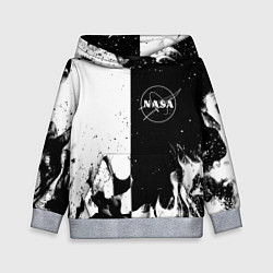 Толстовка-худи детская Nasa черно белый огонь, цвет: 3D-меланж