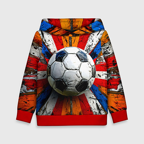 Детская толстовка Футбольный мяч в ярких линиях / 3D-Красный – фото 1