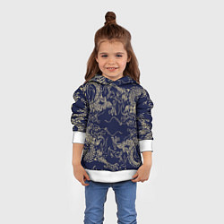 Толстовка-худи детская Золотые драконы на синем, цвет: 3D-белый — фото 2