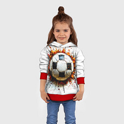 Толстовка-худи детская Футбольный мяч на белом, цвет: 3D-красный — фото 2