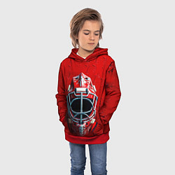 Толстовка-худи детская Маска голкипера на красном, цвет: 3D-красный — фото 2