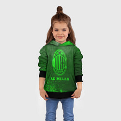 Толстовка-худи детская AC Milan - green gradient, цвет: 3D-черный — фото 2