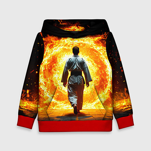 Детская толстовка Айкидоист и огненный вихрь / 3D-Красный – фото 1