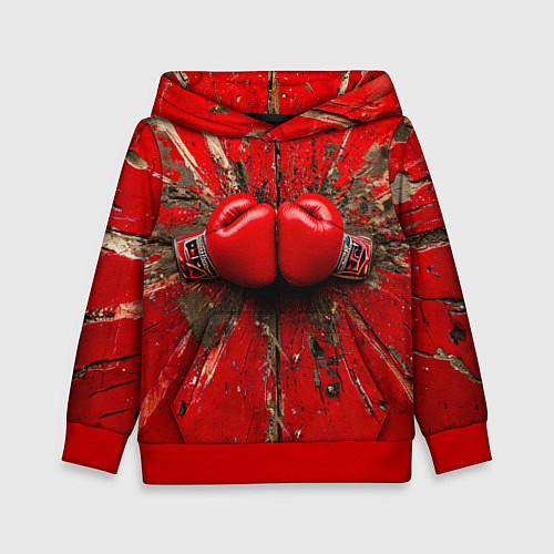 Детская толстовка Кикбоксеркие перчатки в красном / 3D-Красный – фото 1