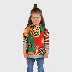 Толстовка-худи детская Анималистичный африканский паттерн, цвет: 3D-меланж — фото 2
