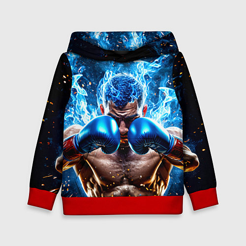Детская толстовка Боксер в синем пламени / 3D-Красный – фото 1