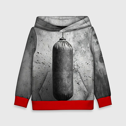 Детская толстовка Серая боксерская груша / 3D-Красный – фото 1