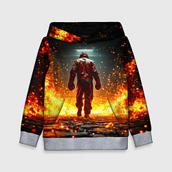 Толстовка-худи детская Боксер в огне, цвет: 3D-меланж