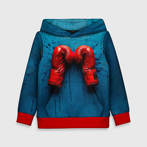Детская толстовка Бойцовские перчатки на синем / 3D-Красный – фото 1
