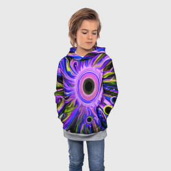 Толстовка-худи детская Абстрактный неоновый космос - чёрная дыра, цвет: 3D-меланж — фото 2
