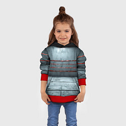 Толстовка-худи детская Серый ринг, цвет: 3D-красный — фото 2