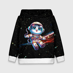 Детская толстовка Котёнок космонавт в открытом космосе
