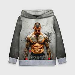 Толстовка-худи детская Дастин Порье на сером, цвет: 3D-меланж