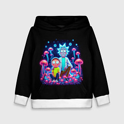Толстовка-худи детская Неоновые Рик и Морти - нейроарт фантазия, цвет: 3D-белый