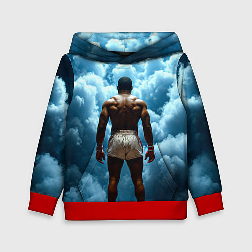 Детская толстовка Мухаммед Али в синем дыму / 3D-Красный – фото 1