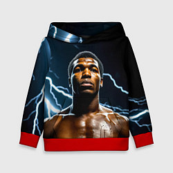 Толстовка-худи детская Мухаммед Али и молния, цвет: 3D-красный