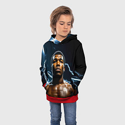 Толстовка-худи детская Мухаммед Али и молния, цвет: 3D-красный — фото 2