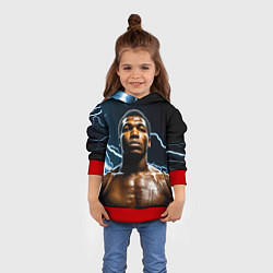 Толстовка-худи детская Мухаммед Али и молния, цвет: 3D-красный — фото 2