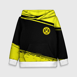 Толстовка-худи детская Borussia жёлтые полосы, цвет: 3D-белый