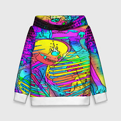 Толстовка-худи детская Черепа неоновые краски, цвет: 3D-белый