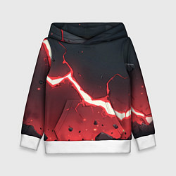 Толстовка-худи детская Красная молния на черной текстуре, цвет: 3D-белый