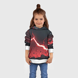 Толстовка-худи детская Красная молния на черной текстуре, цвет: 3D-белый — фото 2