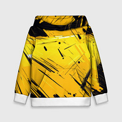 Толстовка-худи детская Желтая краска на черном фоне, цвет: 3D-белый