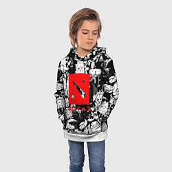 Толстовка-худи детская Dota черно белые персонажи, цвет: 3D-белый — фото 2