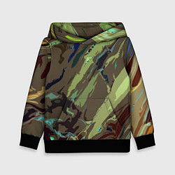 Толстовка-худи детская Абстракция тон хаки, цвет: 3D-черный