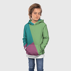 Толстовка-худи детская Сине-зелёно-розовый тёмный трёхцветный, цвет: 3D-белый — фото 2