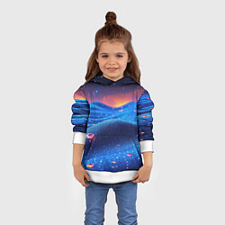 Толстовка-худи детская Синяя дюна - текстура, цвет: 3D-белый — фото 2