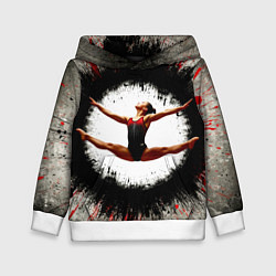 Толстовка-худи детская Воздушная гимнастика на сером, цвет: 3D-белый