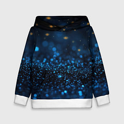 Толстовка-худи детская Боке блестяшки на черном, цвет: 3D-белый