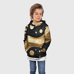 Толстовка-худи детская Золотая объемная абстракция - текстура, цвет: 3D-белый — фото 2