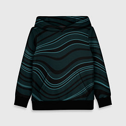 Толстовка-худи детская Тёмный синий волнистые полосы, цвет: 3D-черный