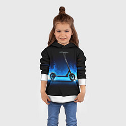 Толстовка-худи детская Самокат в синем пламени, цвет: 3D-белый — фото 2