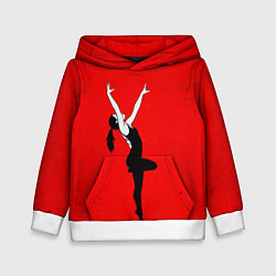Толстовка-худи детская Спортивная гимнастика на красном, цвет: 3D-белый