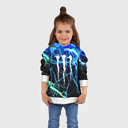 Толстовка-худи детская Monster energy electro, цвет: 3D-белый — фото 2