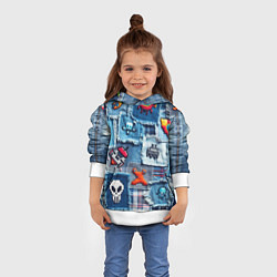 Толстовка-худи детская Пиксельный космос, цвет: 3D-белый — фото 2