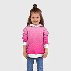 Толстовка-худи детская Розовый градиент с узором, цвет: 3D-белый — фото 2